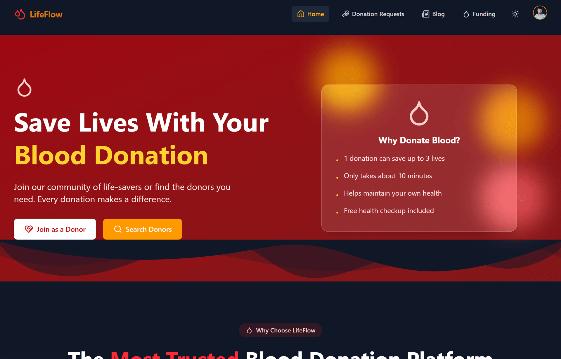 LifeFlow – Blood Donation App screenshot 1